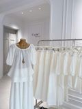  Set Nữ Linen Áo Trễ Vai Tiểu Thư Mix Quần Suông 