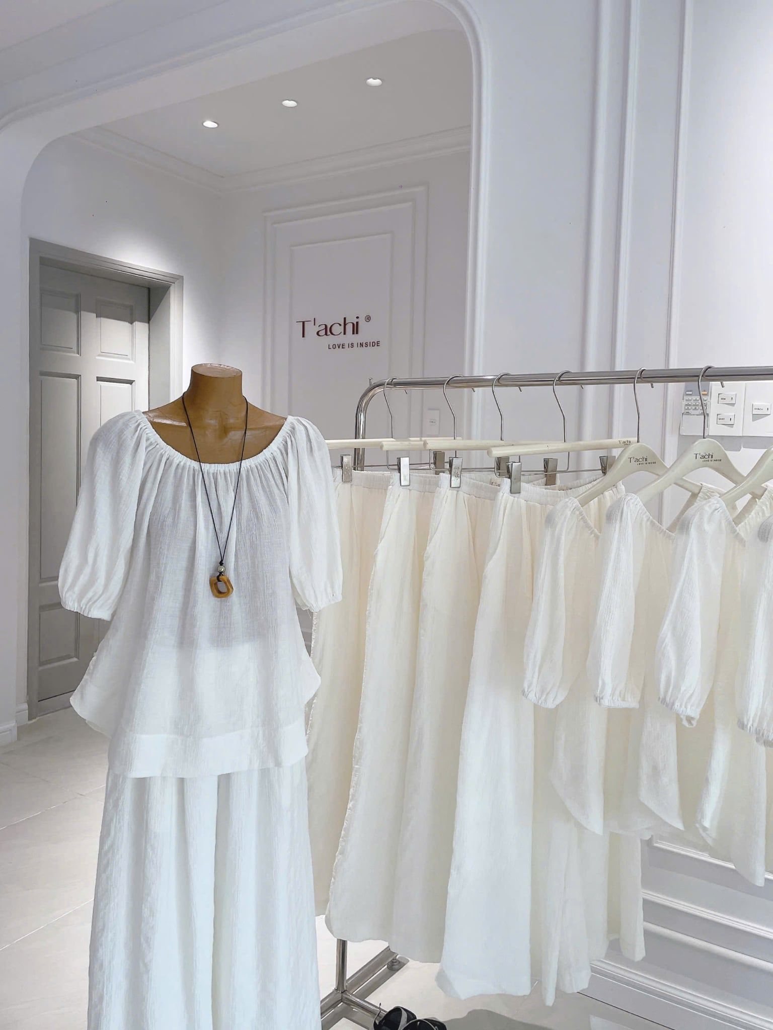  Set Nữ Linen Áo Trễ Vai Tiểu Thư Mix Quần Suông 