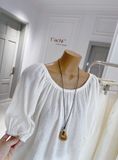  Set Nữ Linen Áo Trễ Vai Tiểu Thư Mix Quần Suông 