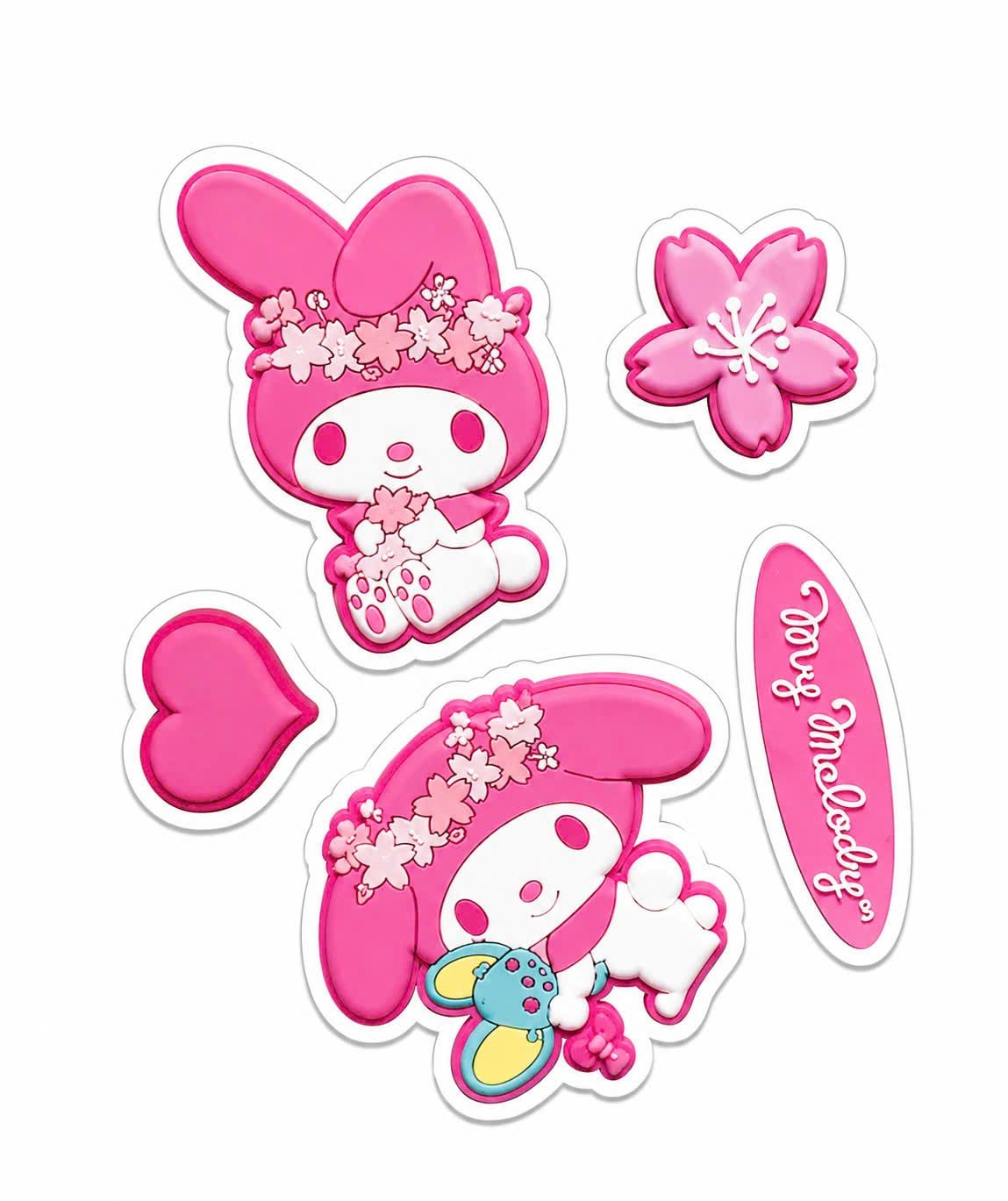  Set 5 cái Jibbitz charms sticker 3D mã vạch nhiều chủ đề trang trí gắn dép sục cao cấp 