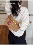  Túi bucket chio cói đan phối da nâu đeo chéo nữ 