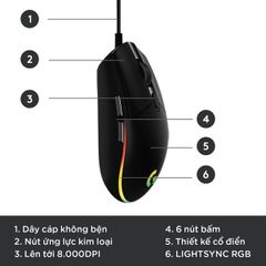 Chuột Có Dây Logitech G203 Đen (2ND)
