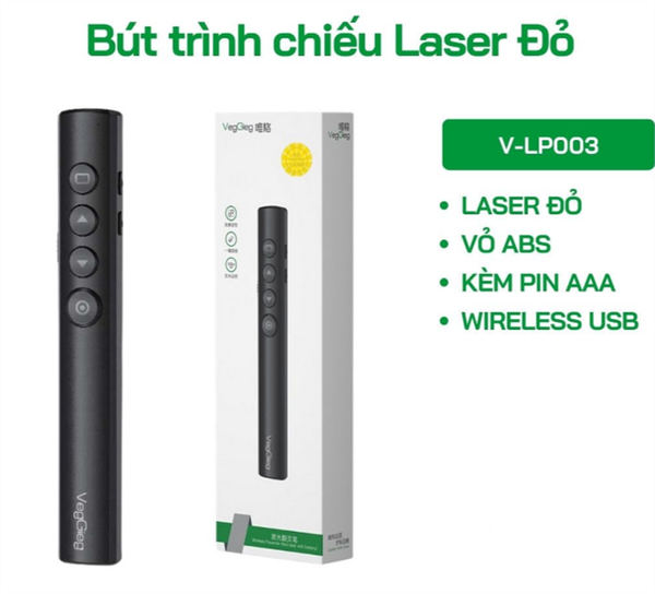 Bút trình chiếu laser đỏ Veggieg V-LP003 - Bh 12th