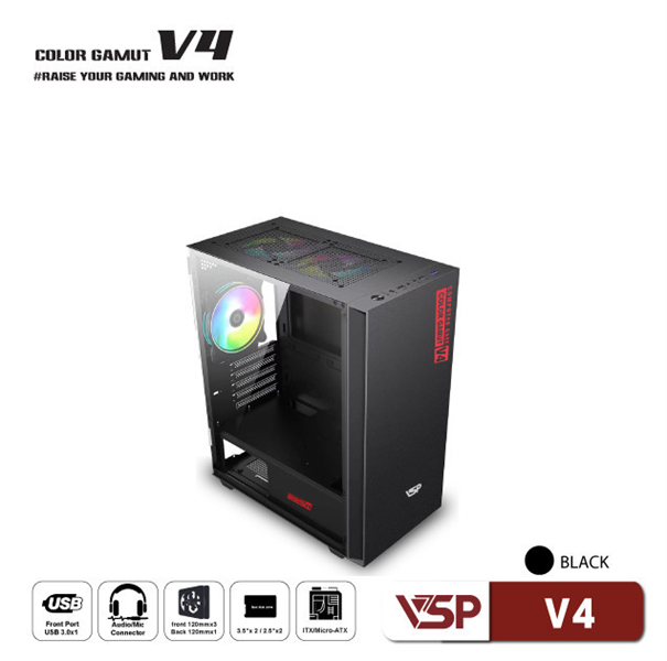 VỎ CASE MÁY TÍNH VSP V4 ĐEN