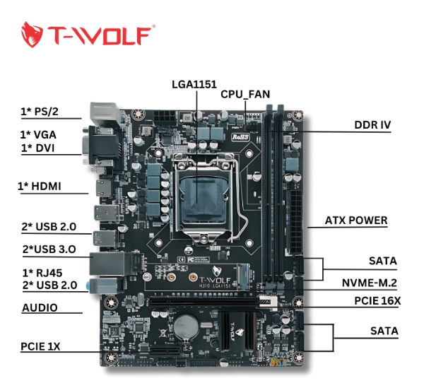 MAIN PC T-WOLF H310 TM