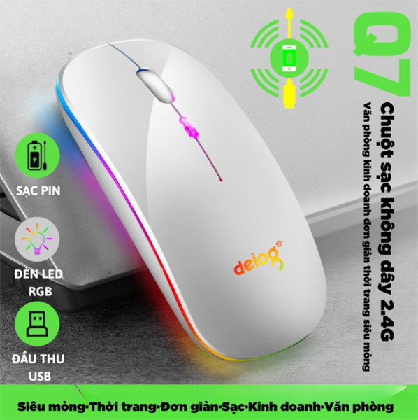 Chuột Không Dây Deiog Q7 White - Bh 12 tháng