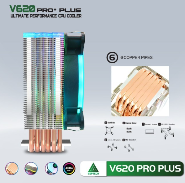 Tản Nhiệt CPU VSPTECH V620 Pro Plus - Bh 06 tháng