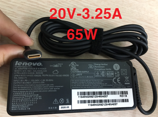 SẠC LENOVO TYPE C 20V-3.25A - BH 12 THÁNG