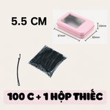  PK956 Hộp 100 chiếc kẹp tăm phụ kiện tóc 5.5 CM vòng cung Kẹp kim loại đen cổ điển dày dặn dài 6CM 