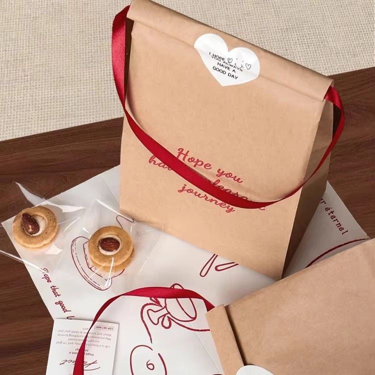  10 TÚI ĐỰNG BÁNH QUY GIẤY KRAFT CHỐNG DẦU (30x15x10CM) -  T26-084 
