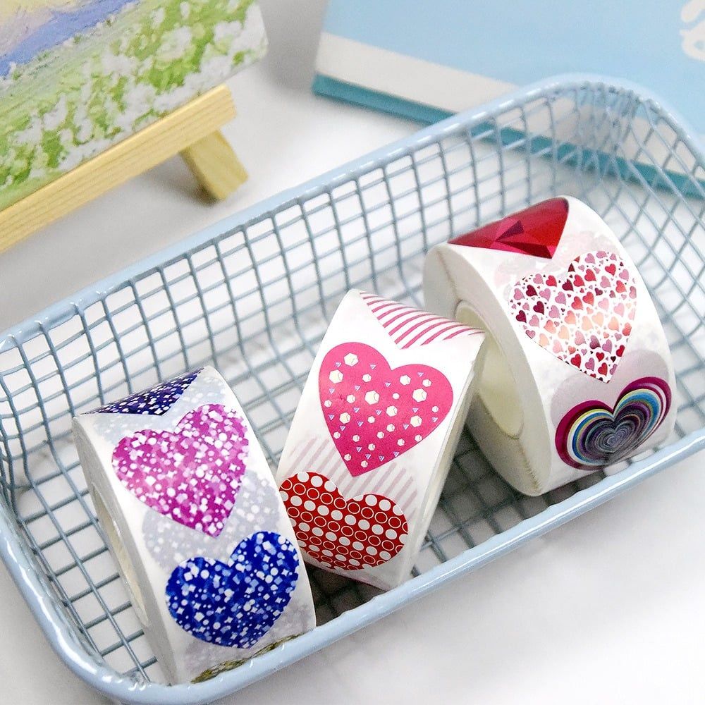  [GIAO HÀNG 7-25 NGÀY] COMBO 50 Cuộn 500 Sticker 2.5CM hình vuông Thank you dán niêm phong túi giấy, hộp bánh handmade, tem dán thiệp, hộp quà tặng Q1693 