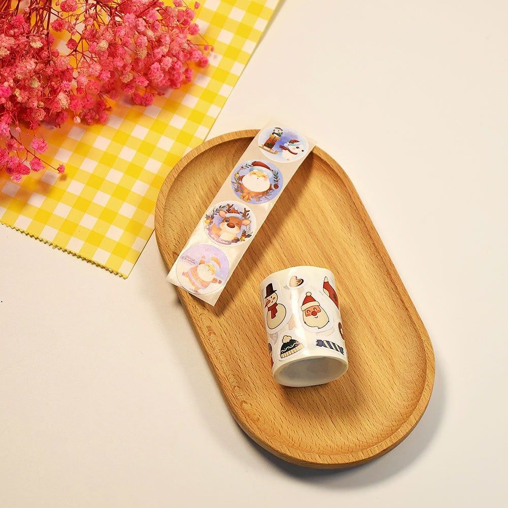  [GIAO HÀNG 7-25 NGÀY] COMBO 50 Cuộn 500 Sticker 2.5CM hình vuông Thank you dán niêm phong túi giấy, hộp bánh handmade, tem dán thiệp, hộp quà tặng Q1693 