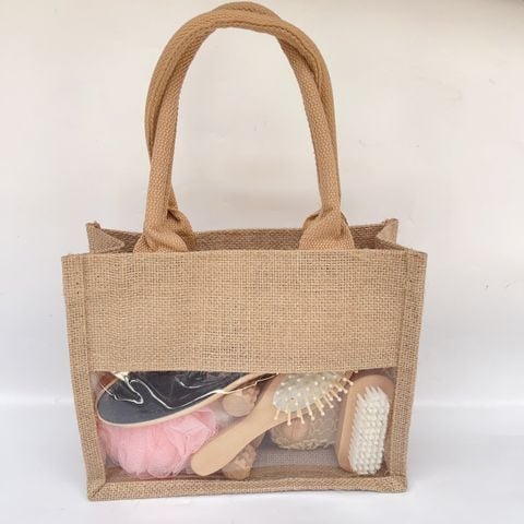  Set Quà tặng Bộ đồ tắm bảy món bóng tắm khăn tắm bàn chải tắm mài chân vải lanh túi quà tặng spa theo set 