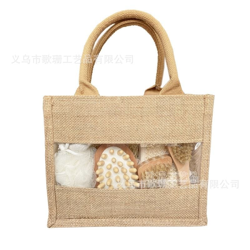  Set Quà tặng Bộ đồ tắm bảy món bóng tắm khăn tắm bàn chải tắm mài chân vải lanh túi quà tặng spa theo set 