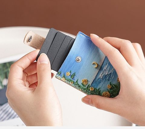  [GIAO HÀNG 7-24 NGÀY] COMBO 20 Thẻ đeo, móc khóa gắn hình bằng da PU tranh sơn dầu, mang theo đi học đi làm tiện lợi PK1195 