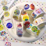  [GIAO HÀNG 7-25 NGÀY] COMBO 50 Cuộn 500 Sticker 2.5CM hình vuông Thank you dán niêm phong túi giấy, hộp bánh handmade, tem dán thiệp, hộp quà tặng Q1693 