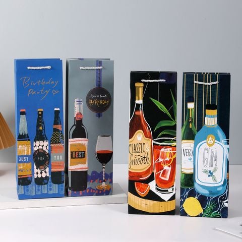  [GIAO HÀNG 7-25 NGÀY] COMBO 50 Túi quà tặng, túi giấy quai xách đựng rượu vang các loại , bằng giấy đựng chai đơn 750 ML Q1797 