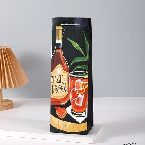  [GIAO HÀNG 7-25 NGÀY] COMBO 50 Túi quà tặng, túi giấy quai xách đựng rượu vang các loại , bằng giấy đựng chai đơn 750 ML Q1797 