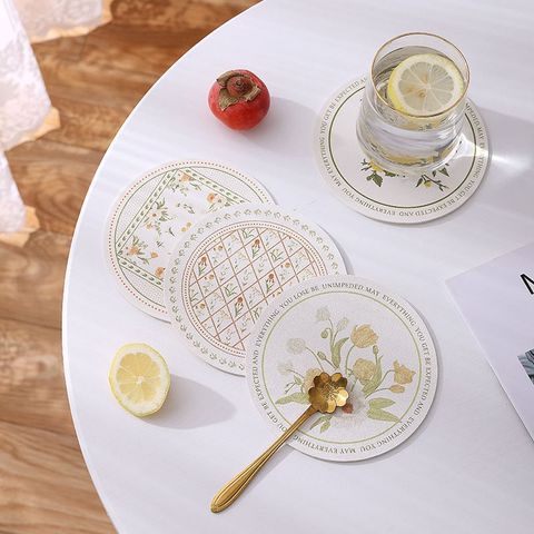  [GIAO HÀNG 7-25 NGÀY] 50 Miếng lót đế ly, lót đế cốc bằng da thấm hút tốt, nhiều họa tiết PK1512 