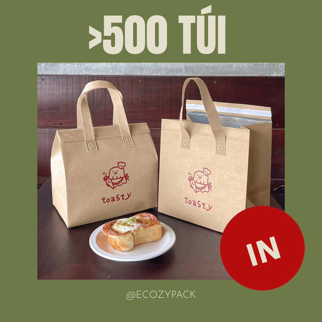  TÚI GIỮ NHIỆT IN LOGO 1 MẶT, 1 MÀU (500 túi) 