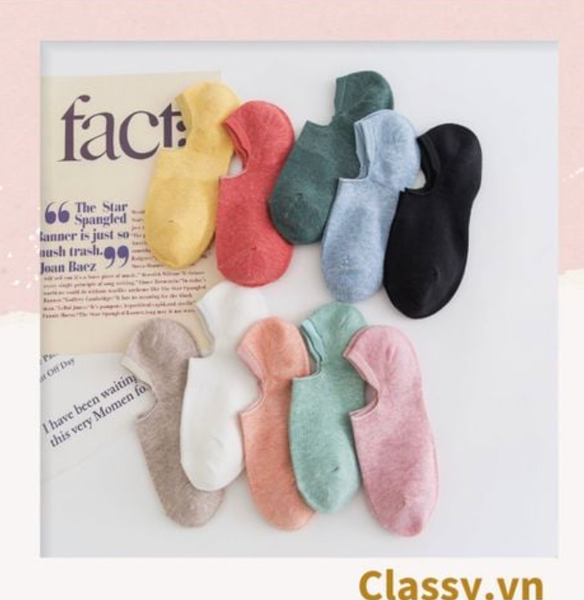  COMBO 5 Tất cổ ngắn, vớ cổ ngắn cotton trơn nhiều màu pastel G1427 