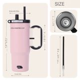  Cốc Giữ Nhiệt Ruột Sứ Vỏ Inox Cỡ Đại Dung Tích Lớn - Có Quai Cầm, Ống Hút, Giữ Nóng Lạnh Tốt [GIAO HÀNG 2-10 NGÀY | SỈ TỪ 2 TRIỆU | CÓ THỂ IN LOGO] 