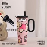  Cốc Giữ Nhiệt Ruột Sứ Vỏ Inox Cỡ Đại Dung Tích Lớn - Có Quai Cầm, Ống Hút, Giữ Nóng Lạnh Tốt [GIAO HÀNG 2-10 NGÀY | SỈ TỪ 2 TRIỆU | CÓ THỂ IN LOGO] 