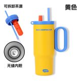  Cốc Giữ Nhiệt Ruột Sứ Vỏ Inox Cỡ Đại Dung Tích Lớn - Có Quai Cầm, Ống Hút, Giữ Nóng Lạnh Tốt [GIAO HÀNG 2-10 NGÀY | SỈ TỪ 2 TRIỆU | CÓ THỂ IN LOGO] 