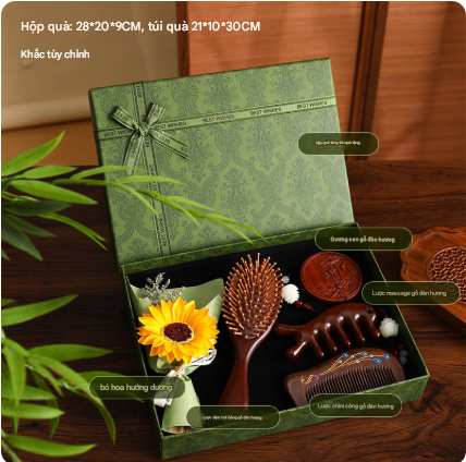  Lược massage đệm gỗ đàn hương – Hộp quà tặng cao cấp phong cách Trung Hoa PK250014 [HÀNG ORDER 5-7 NGÀY | ÁP DỤNG ĐƠN TỪ 2 TRIỆU | CÓ THỂ IN LOGO] 