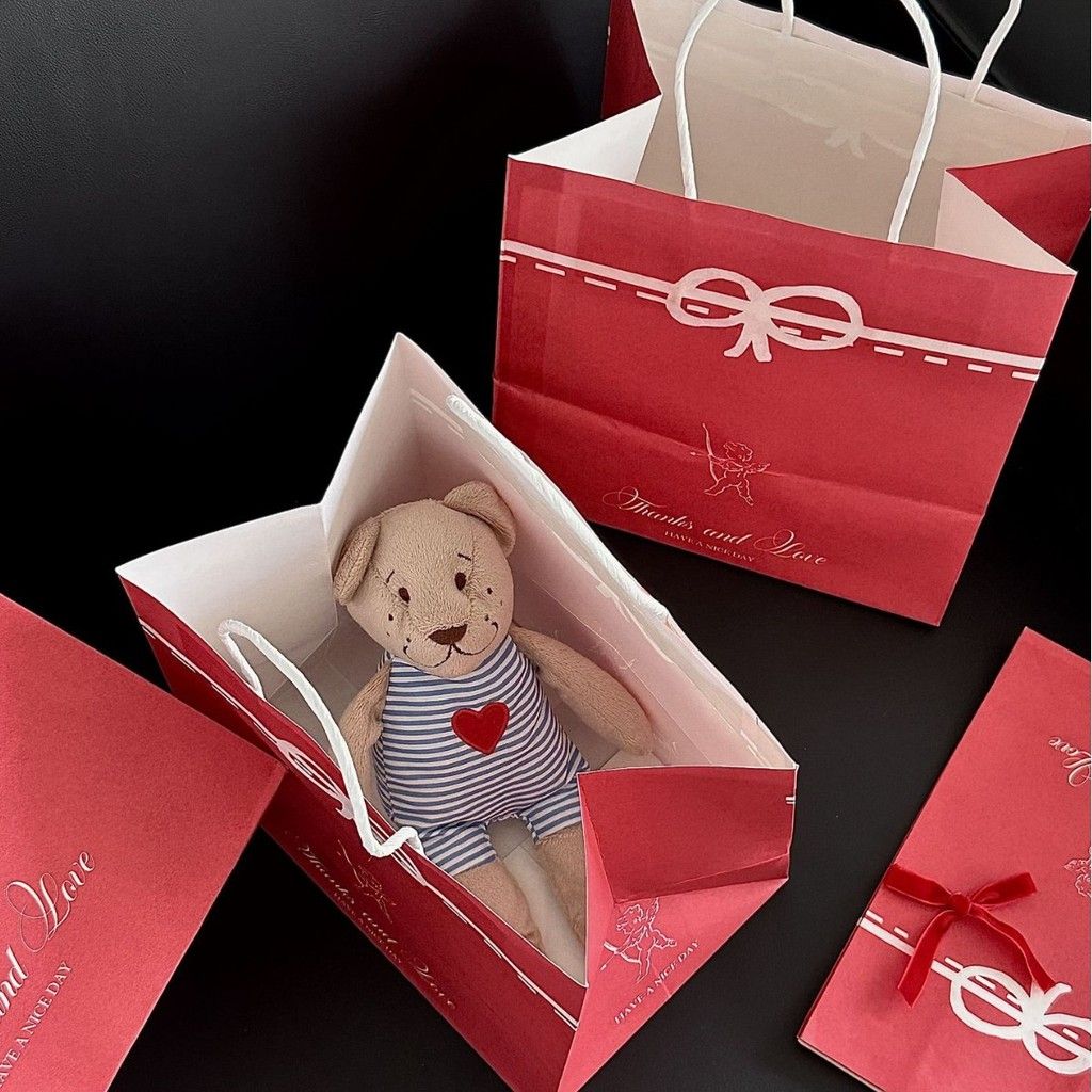  Túi Giấy Kraft Đỏ Hình Thần Cupid Đựng Quà Cưới Kẹo Mừng Tiệc Cưới 