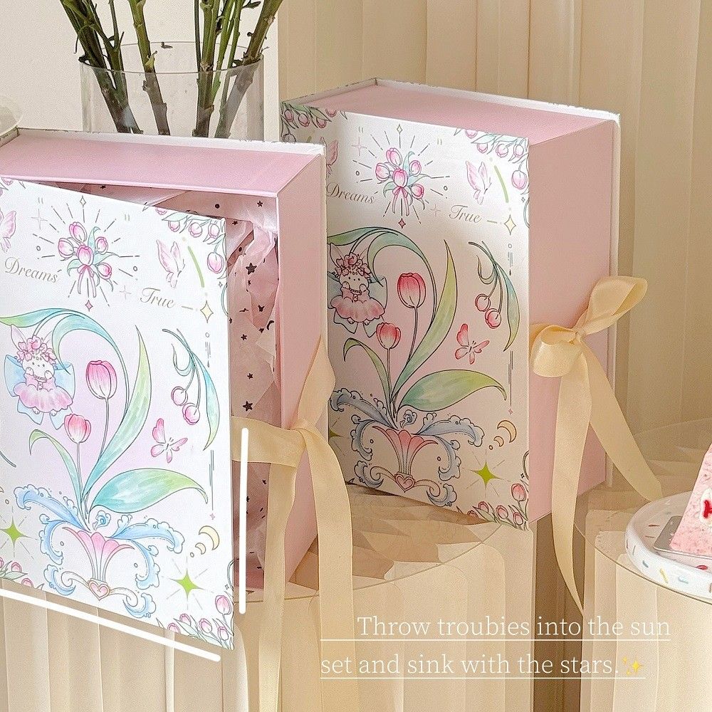  Hộp quà ruy băng hoa tulip cao cấp hộp quà tặng lễ tình nhân 