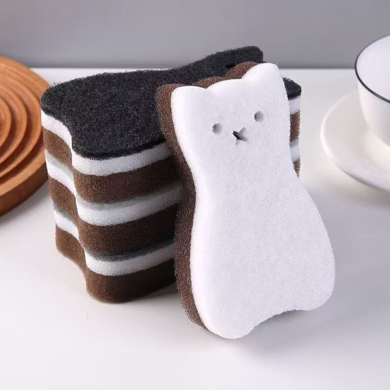  Miếng Bọt Biển Dày Làm Sạch Mèo Con Cọ Rửa Nhà Bếp [GIAO HÀNG 2-10 NGÀY | SỈ TỪ 2 TRIỆU | CÓ THỂ IN LOGO] 