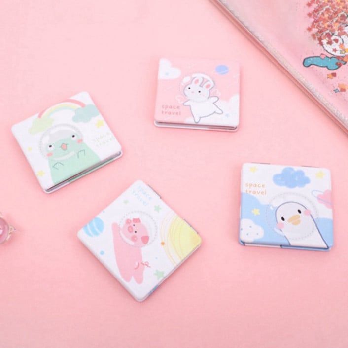  Gương trang điểm mini Classy xách tay hai mặt, thiết kế dễ thương phong cách Hàn Quốc, gương hoạt hình PK57. 