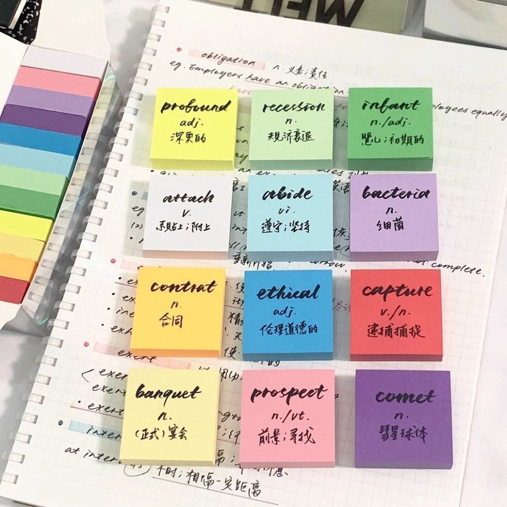  Hộp 12 tệp Giấy Ghi Chú Màu Có Thể Xé Dính - Note Pad Nhiều Màu, Phong Cách Morandi, Văn Phòng Phẩm Học Tập [GIAO HÀNG 2-10 NGÀY | SỈ TỪ 2 TRIỆU | CÓ THỂ IN LOGO] 