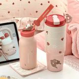  Cốc thủy tinh có ống hút phong cách dễ thương, cốc nước cao cấp 