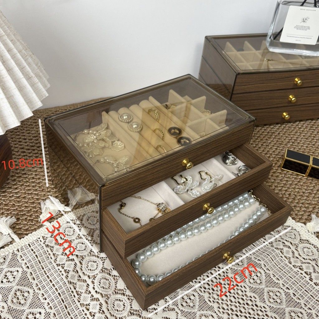  Hộp Đựng Trang Sức Gỗ Óc Chó 3 Ngăn Kéo - Tủ Đựng Đồ Trang Sức Cổ Điển Để Bàn, Phong Cách Trung Hoa, Quà Tặng [GIAO HÀNG 2-10 NGÀY | SỈ TỪ 2 TRIỆU | CÓ THỂ IN LOGO] 