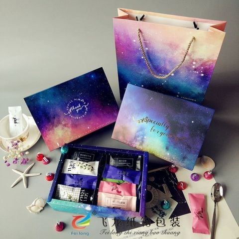  (HÀNG ĐẶT TRƯỚC) 10 Hộp Quà Blue Starry Sky Đựng Kẹo Hạnh Nhân, Bánh Bông Tuyết [GIAO HÀNG 2-10 NGÀY | SỈ TỪ 2 TRIỆU | CÓ THỂ IN LOGO] 