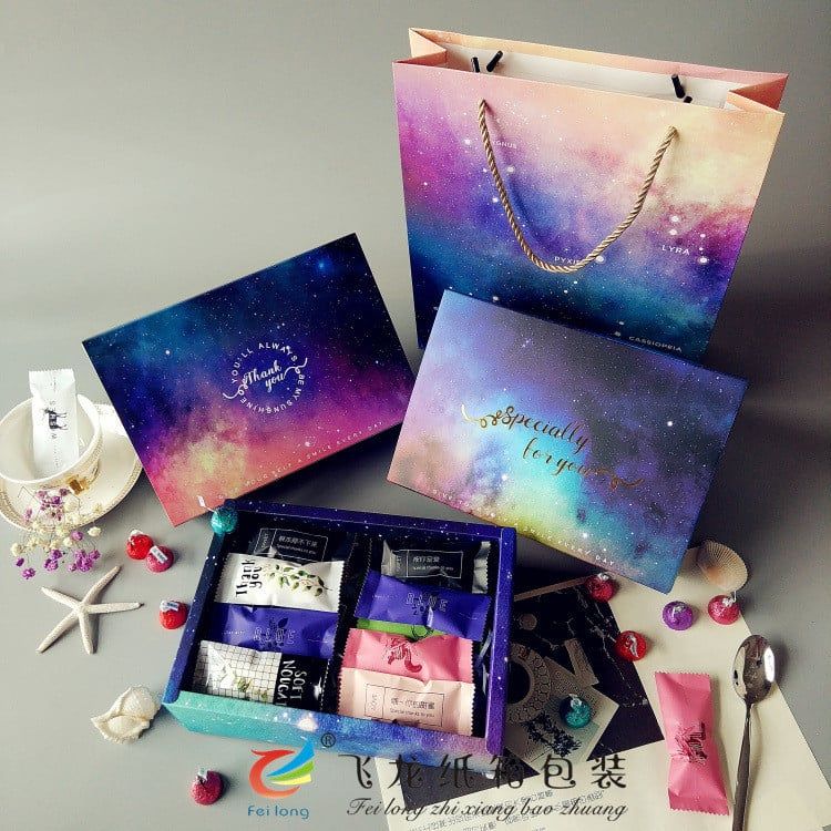  (HÀNG ĐẶT TRƯỚC) 10 Hộp Quà Blue Starry Sky Đựng Kẹo Hạnh Nhân, Bánh Bông Tuyết [GIAO HÀNG 2-10 NGÀY | SỈ TỪ 2 TRIỆU | CÓ THỂ IN LOGO] 