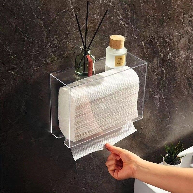  Hộp Đựng Giấy Ăn Treo Tường Bằng Acrylic Trong Suốt - Kệ Đựng Khăn Giấy, Phụ Kiện Phòng Tắm, Nhà Vệ Sinh, Bếp [GIAO HÀNG 2-10 NGÀY | SỈ TỪ 2 TRIỆU | CÓ THỂ IN LOGO] 