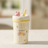  Cốc mug dung tích lớn có ống hút mẫu mới đáng yêu 
