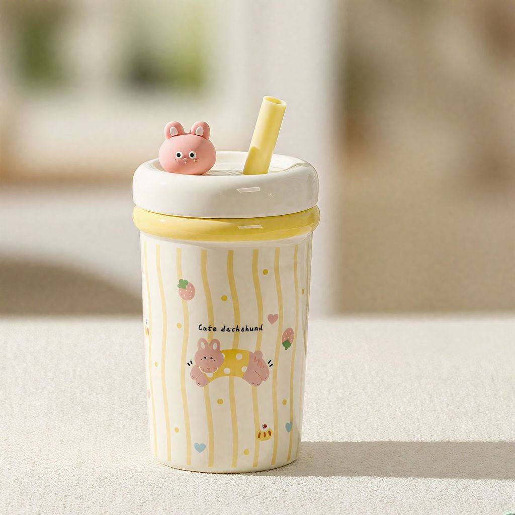  Cốc mug dung tích lớn có ống hút mẫu mới đáng yêu 