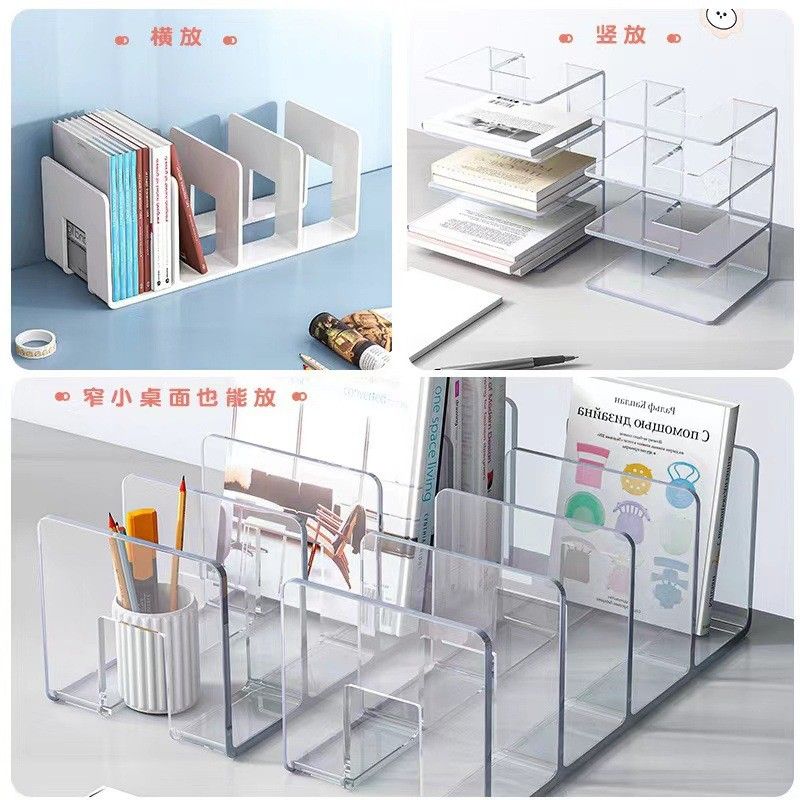  Giá Sách Để Bàn Trong Suốt Bằng Acrylic 4 Ngăn - Kệ Đựng Sách, Hộp Lưu Trữ Văn Phòng, Bán Buôn [GIAO HÀNG 2-10 NGÀY | SỈ TỪ 2 TRIỆU | CÓ THỂ IN LOGO] 