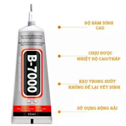  Keo B7000 50ML Đa Năng Dán Đá và Tô Điểm Đối Tượng: Nhựa, Kim Loại, Kính, Da, Gỗ, Giấy 
