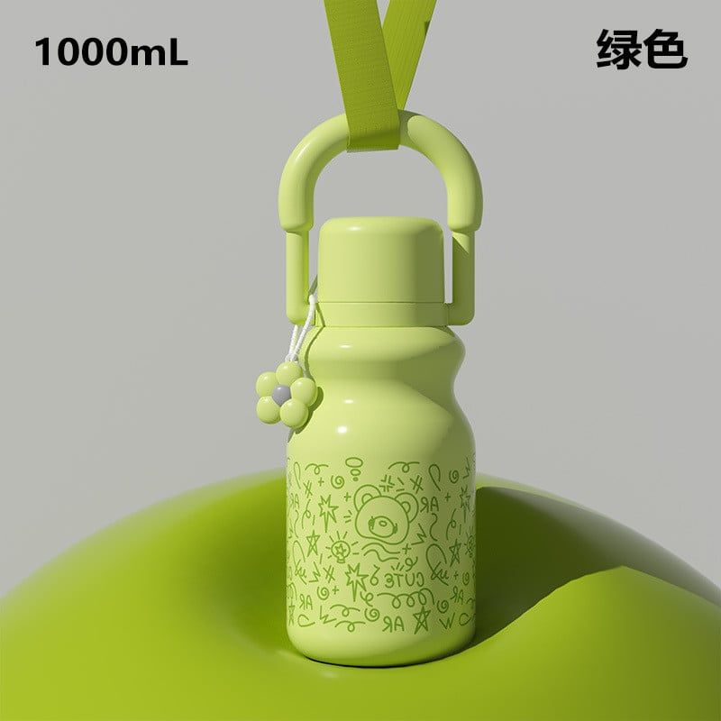  Cốc giữ nhiệt thép không gỉ có ống hút quai xách cho học sinh 
