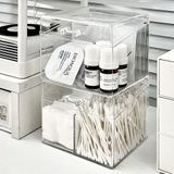  Hộp Đựng Tăm Bông, Bông Trang Điểm Bằng Acrylic Trong Suốt - Hộp Đựng Mặt Nạ, Mỹ Phẩm Để Bàn, Phong Cách Hiện Đại [GIAO HÀNG 2-10 NGÀY | SỈ TỪ 2 TRIỆU | CÓ THỂ IN LOGO] 