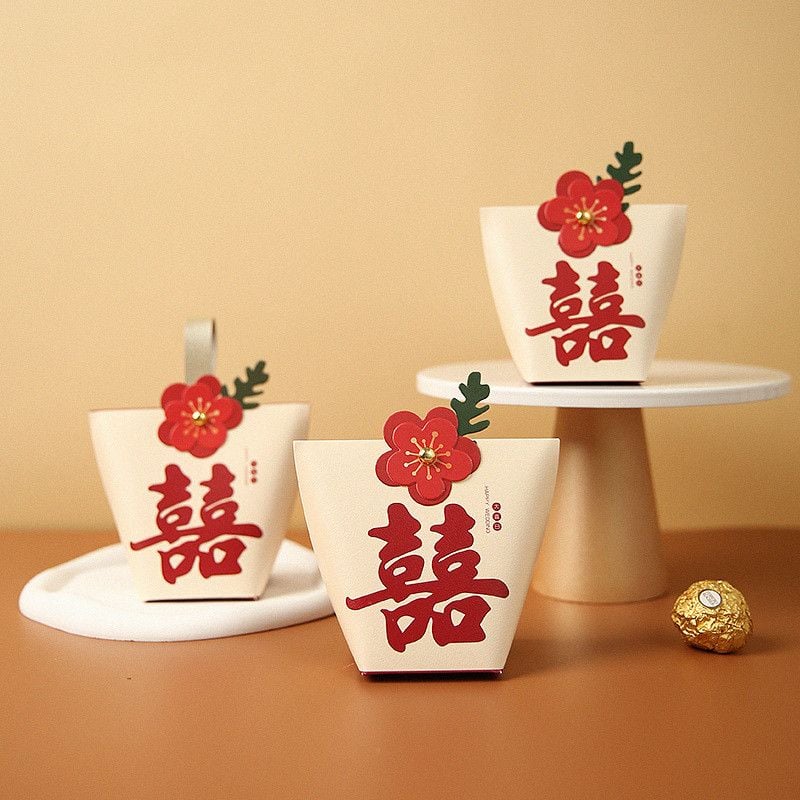  Hộp kẹo cưới sáng tạo mới hộp kẹo quà cưới hộp trống bán buôn 