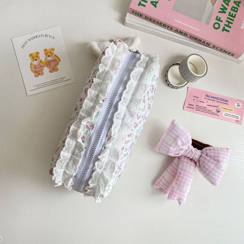  Túi Đựng Bút Chì Hoa Ren Hàn Quốc Văn Phòng [GIAO HÀNG 2-10 NGÀY | SỈ TỪ 2 TRIỆU | CÓ THỂ IN LOGO] 