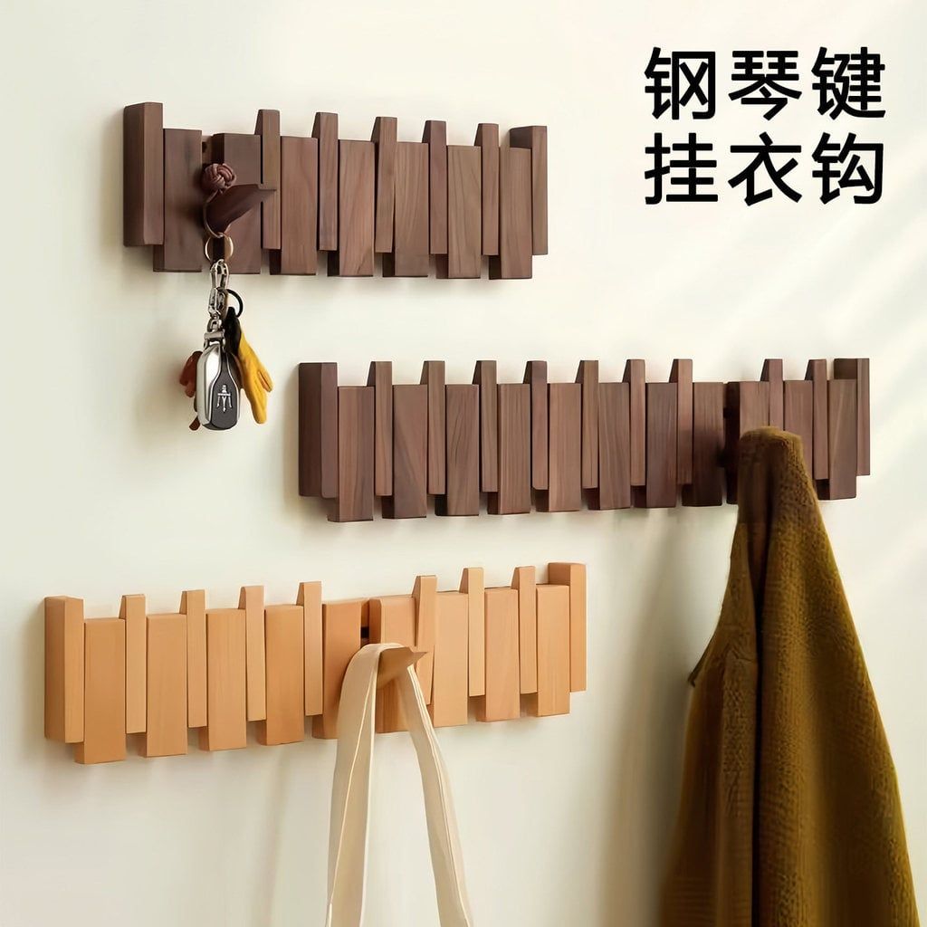  Móc Treo Tường Gỗ Đặc Hình Nút Đàn Piano Sáng Tạo - Treo Cửa Ra Vào, Phòng Ngủ, Không Cần Đục Lỗ [GIAO HÀNG 2-10 NGÀY | SỈ TỪ 2 TRIỆU | CÓ THỂ IN LOGO] 
