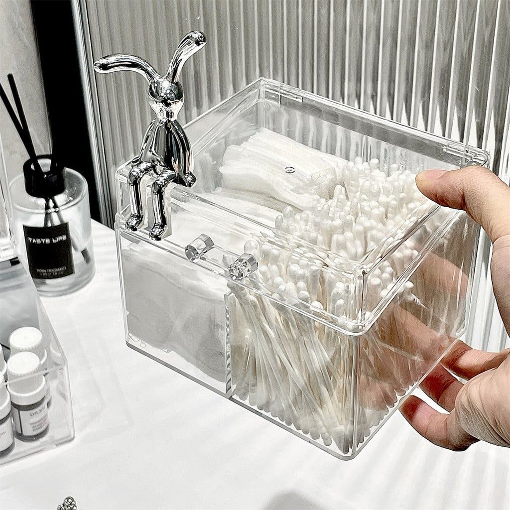  Hộp Đựng Tăm Bông, Bông Trang Điểm Bằng Acrylic Trong Suốt - Hộp Đựng Mặt Nạ, Mỹ Phẩm Để Bàn, Phong Cách Hiện Đại [GIAO HÀNG 2-10 NGÀY | SỈ TỪ 2 TRIỆU | CÓ THỂ IN LOGO] 