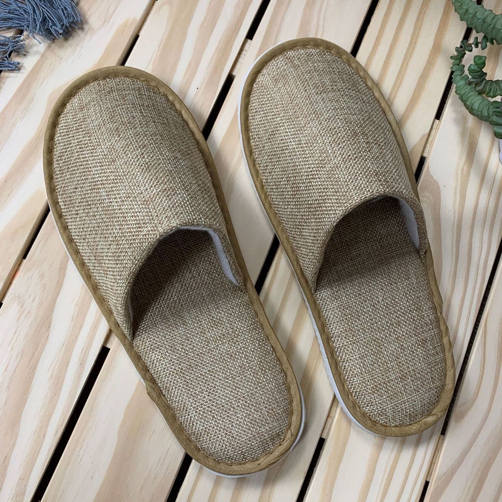  Dép Lê Khách Sạn 5 Sao Bằng Vải Cotton Lanh Dày Dặn Chống Trượt - Dép Đi Trong Nhà Dùng Một Lần, Cao Cấp, In Logo [GIAO HÀNG 2-10 NGÀY | SỈ TỪ 2 TRIỆU | CÓ THỂ IN LOGO] 